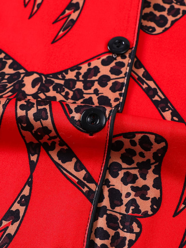 Cheetah Print Bow Pajama Set