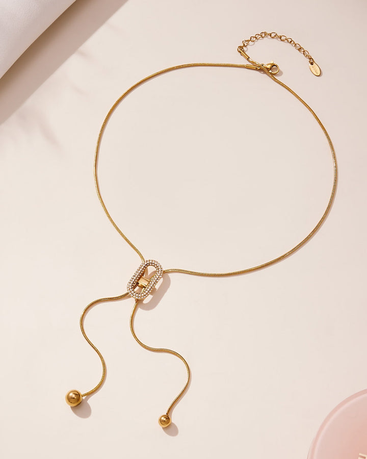 Zircon Slider Lariat Necklace