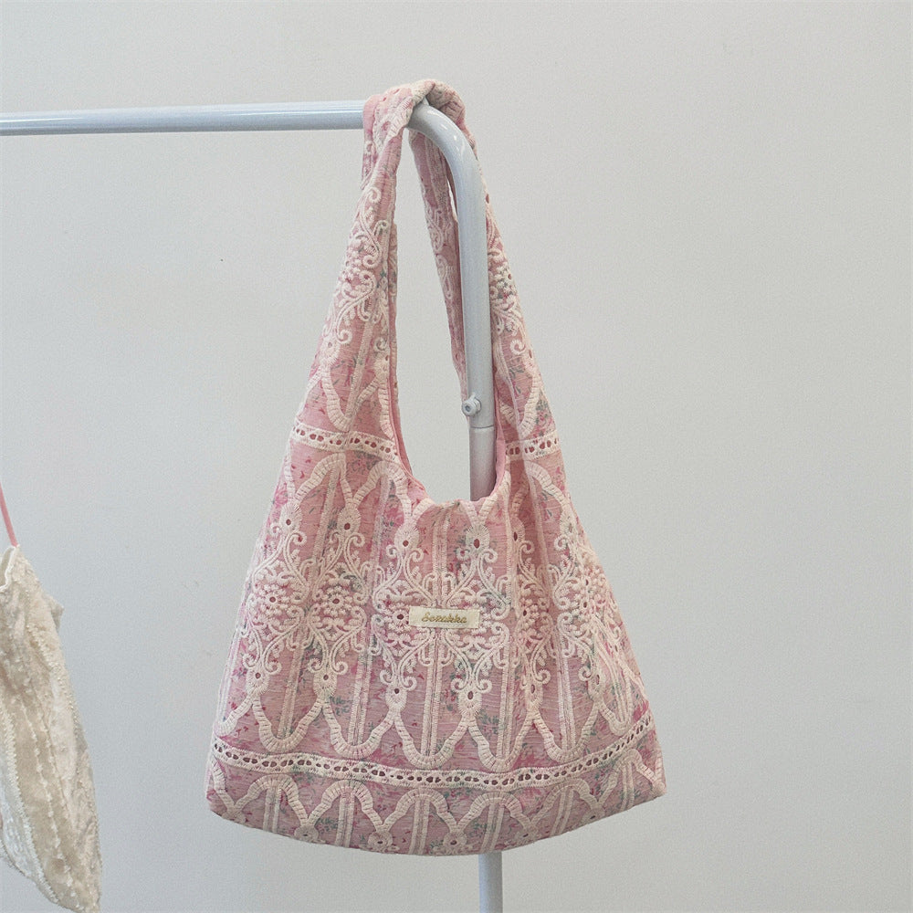 Lace Detail Slouchy Shoulder Bag
