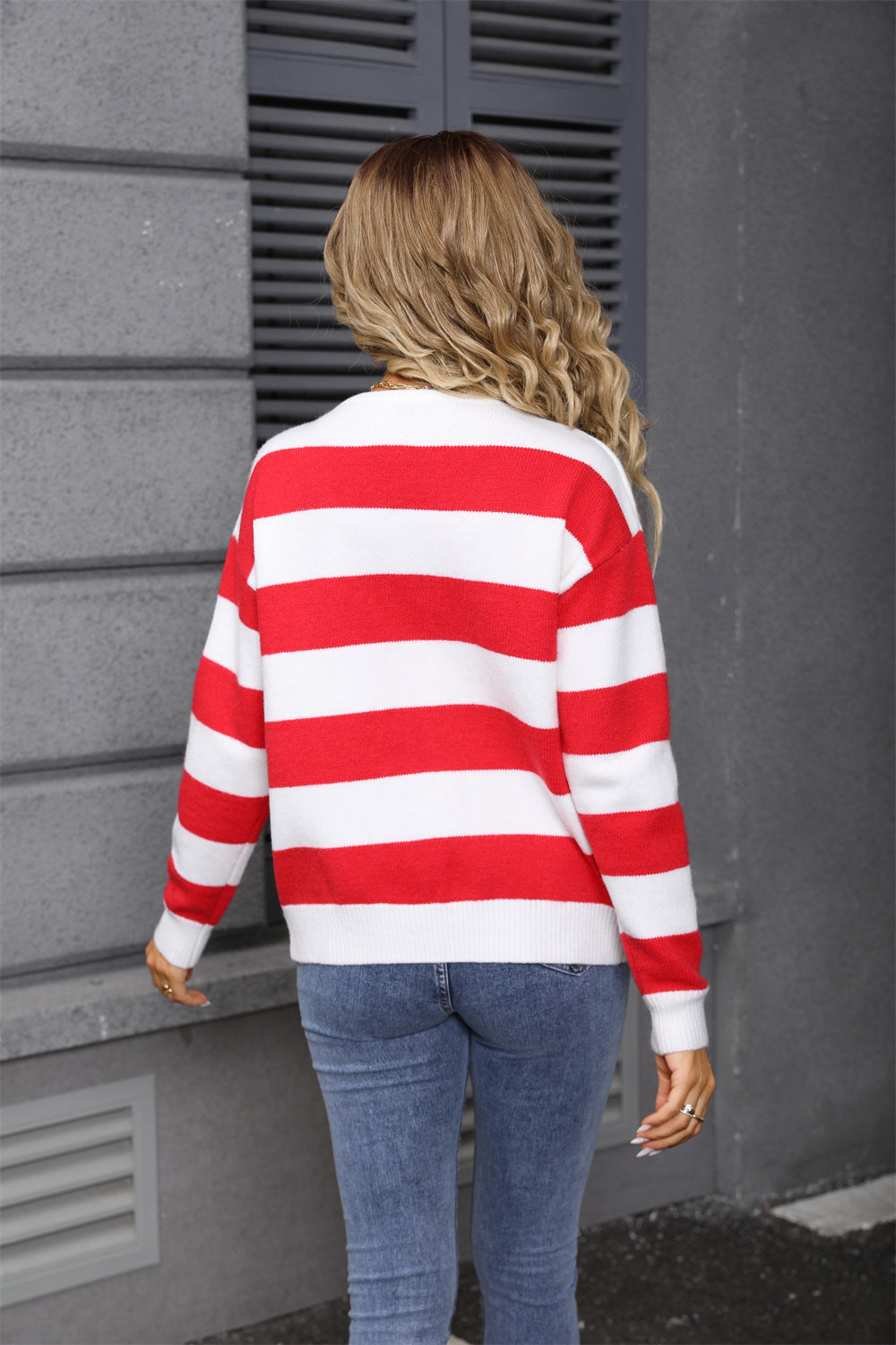 Tie Front Heart & Stripe Sweater