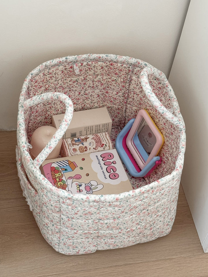 Quilted Floral Storage Tote