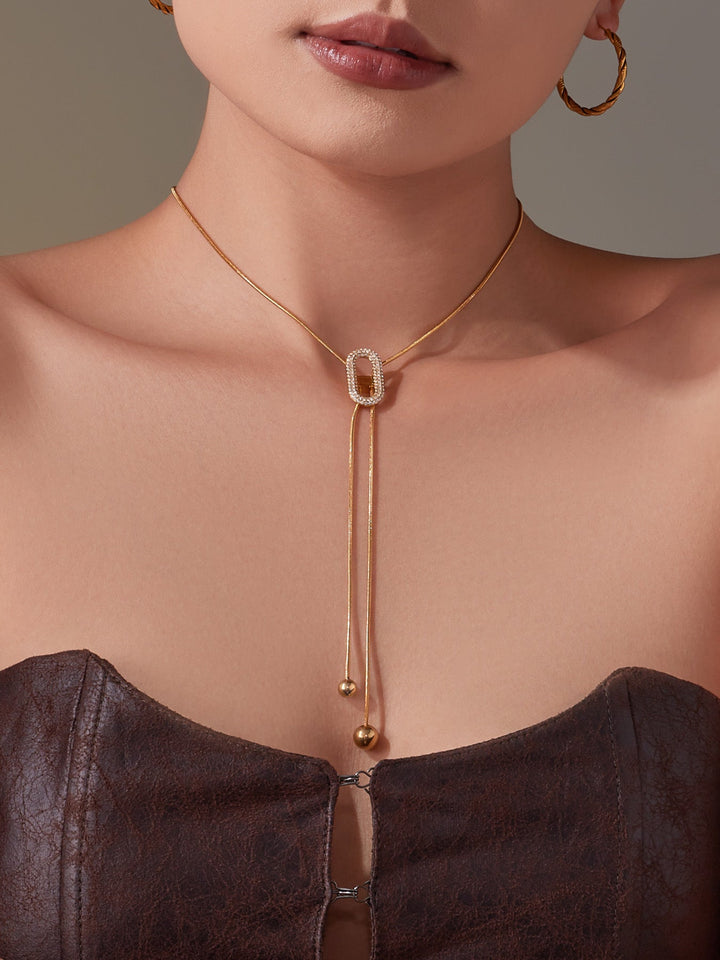 Zircon Slider Lariat Necklace
