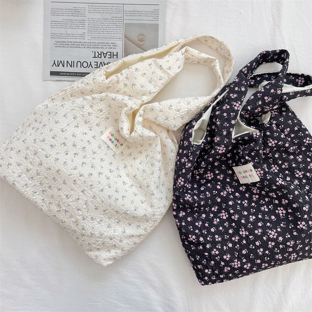 Textured Floral Tote Bag