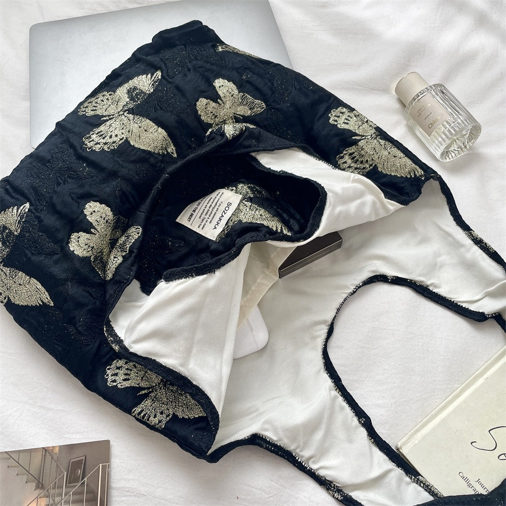 Butterfly Jacquard Shoulder Tote Bag