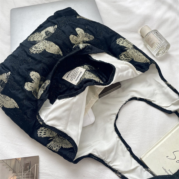 Butterfly Jacquard Shoulder Tote Bag