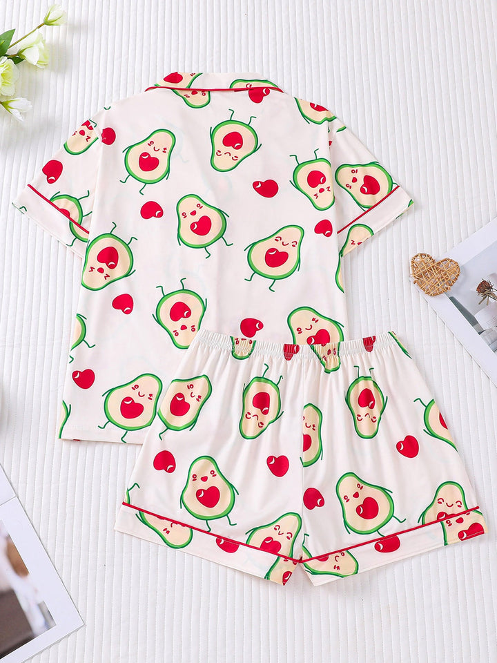 Cute Avocado Print Pajama Set