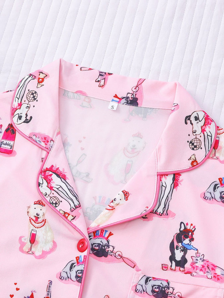 Party Animal Pattern Pajama Set