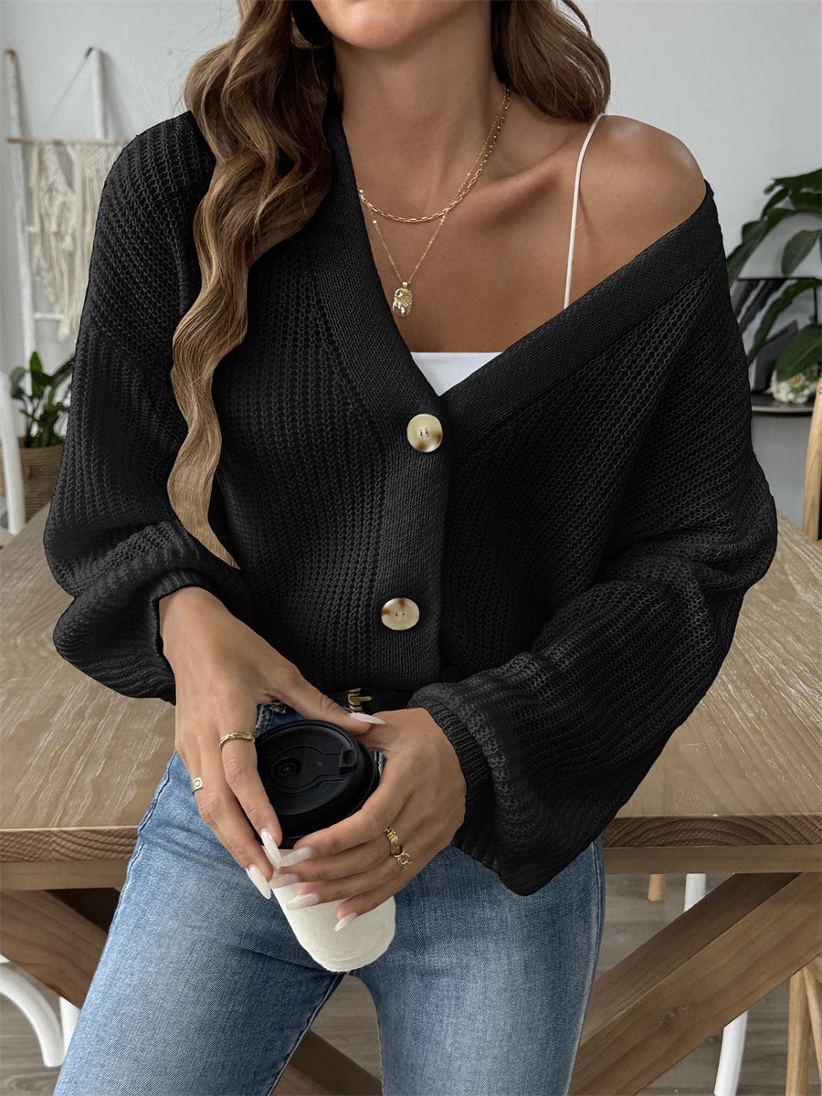 Knit Button Down Vneck Sweater