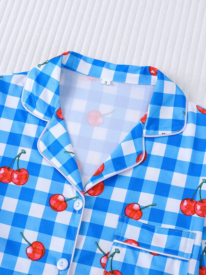 Cherry Picnic Long Sleeve Pajama Set