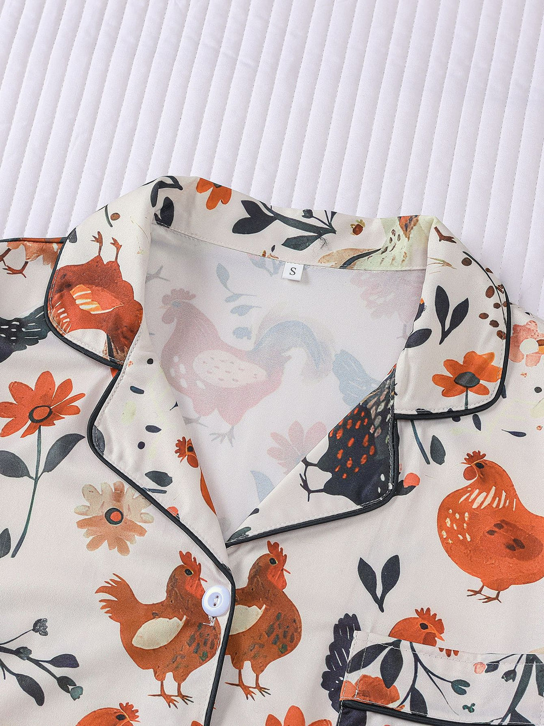 Floral Chicken Print Pajama Set