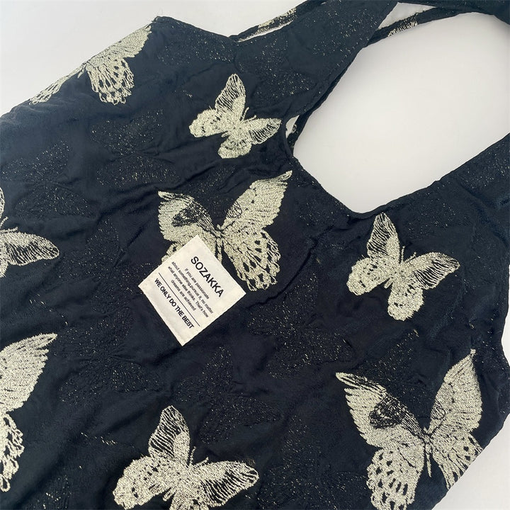 Butterfly Jacquard Shoulder Tote Bag