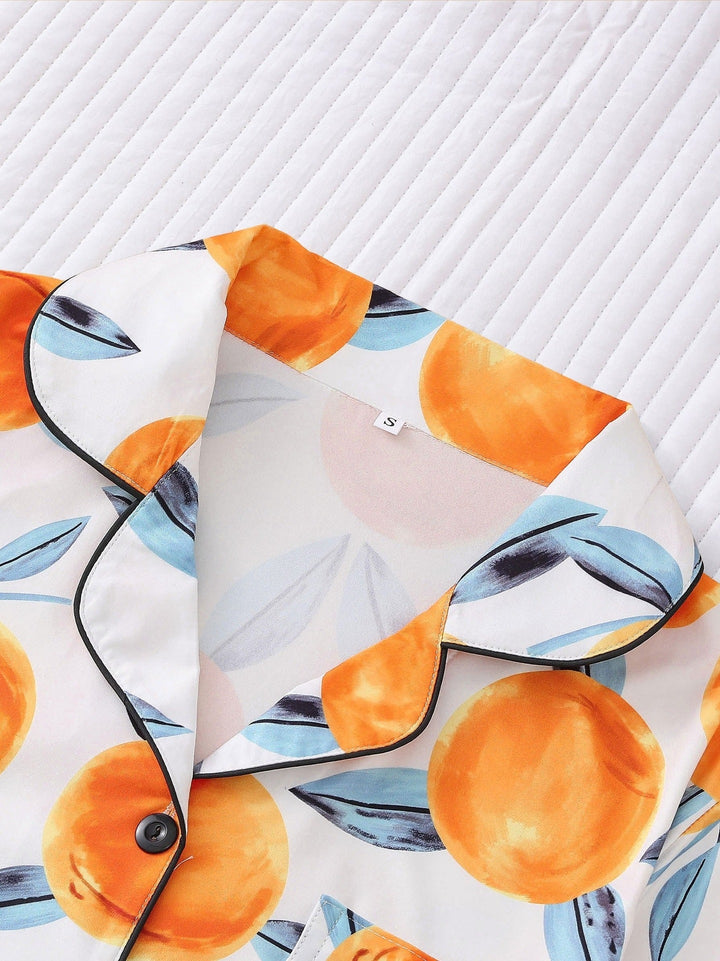 Peach Print Pajama Set