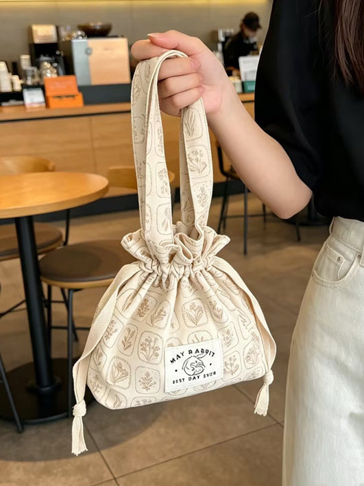 Floral Drawstring Handbag