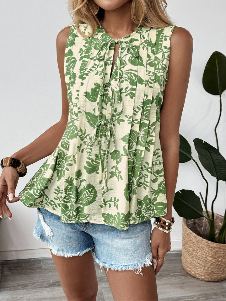 Leaf Printed Sleeveless Top