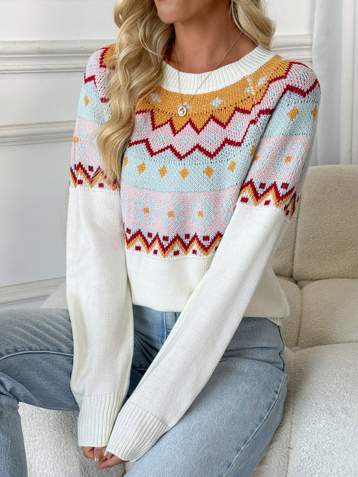 Colorful Fair Isle Geometric Sweater