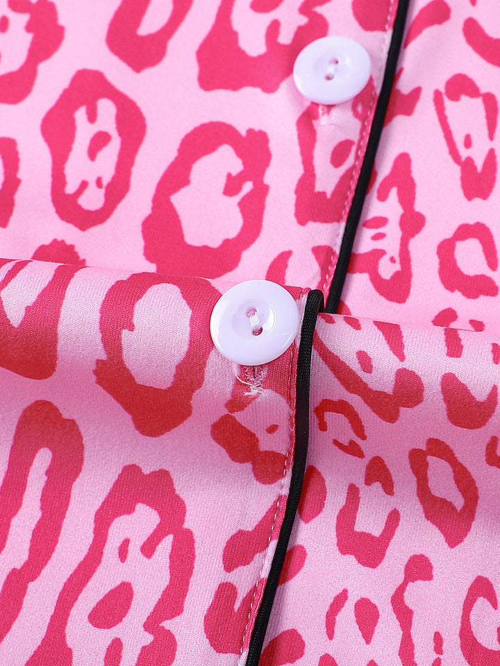 Pink Leopard Print Pajama Set
