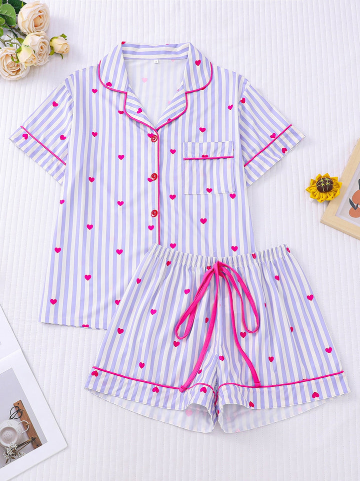 Stripes and Hearts Pajama Set