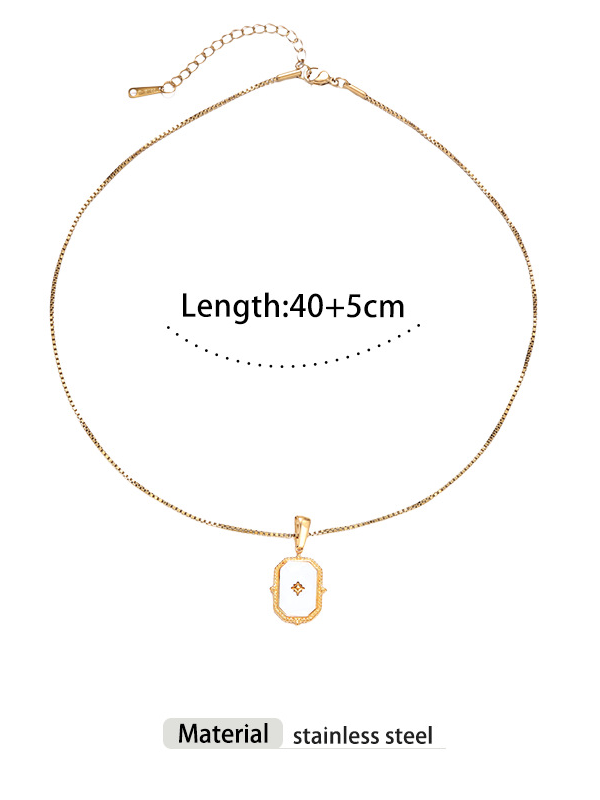 Dainty Rectangle Pendant Necklace