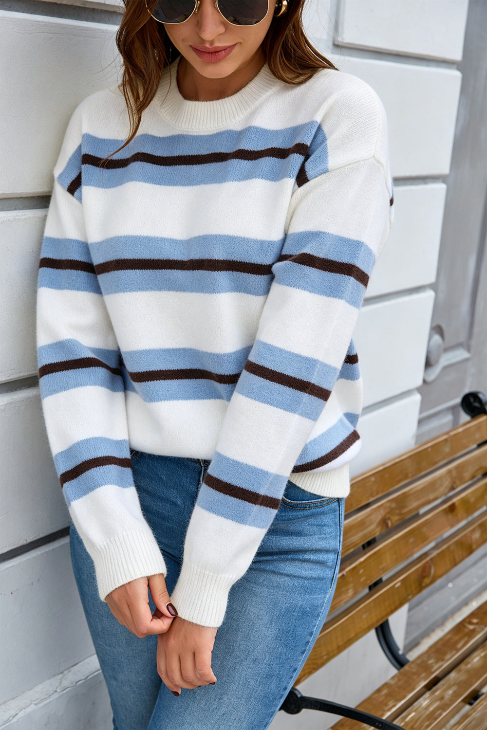 Coastal Stripe Crew Neck Sweater