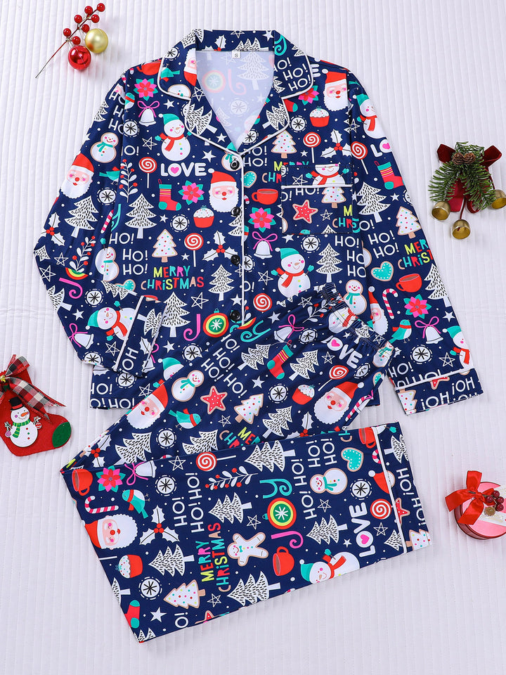 Merry Christmas Icons Long Sleeve Pajama Set