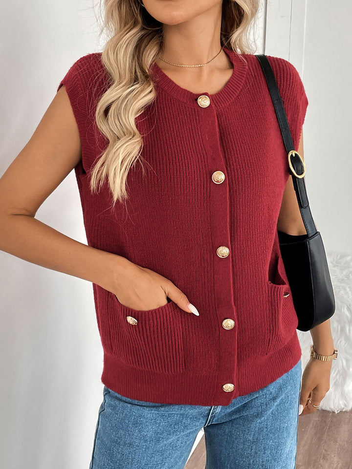 Button Down Sleeveless Sweater