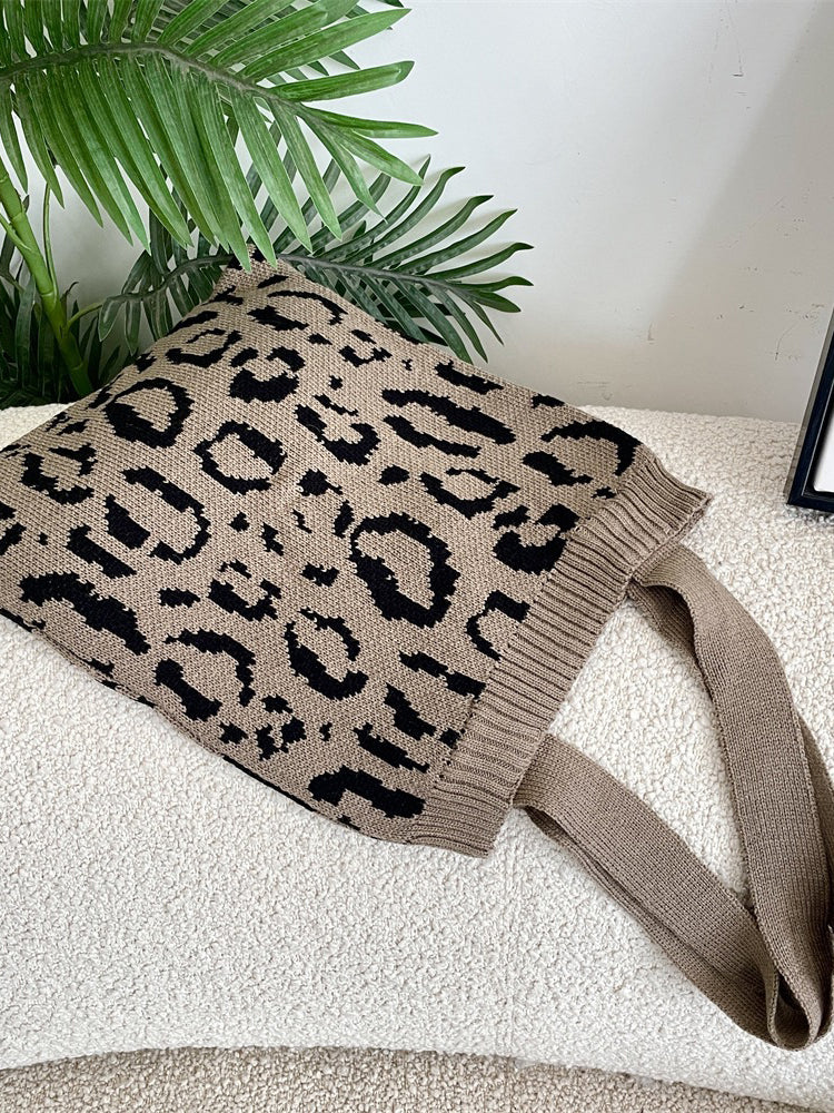 Leopard Knit Tote Bag