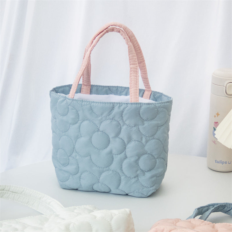 Pastel Quilted Flower Mini Tote Bag