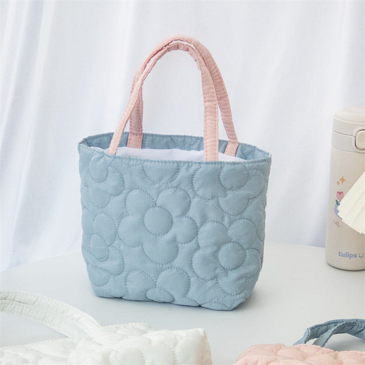 Pastel Quilted Flower Mini Tote Bag