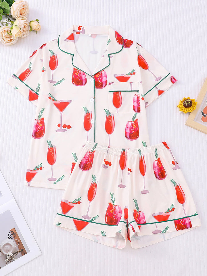 Cocktail Print Pajama Set