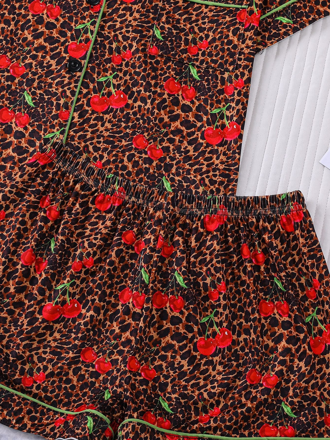 Cherry Animal Print Pajama Set