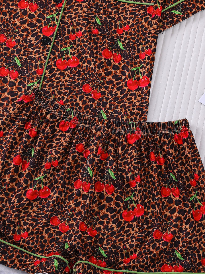 Cherry Animal Print Pajama Set