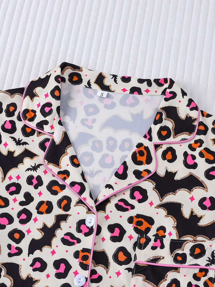 Spooky Leopard Bat Short Pajama Set