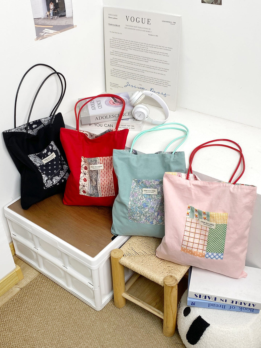 Reversible Patchwork Print Everyday Tote Bag