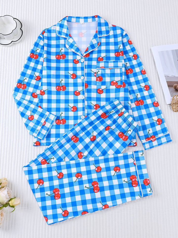 Cherry Picnic Long Sleeve Pajama Set