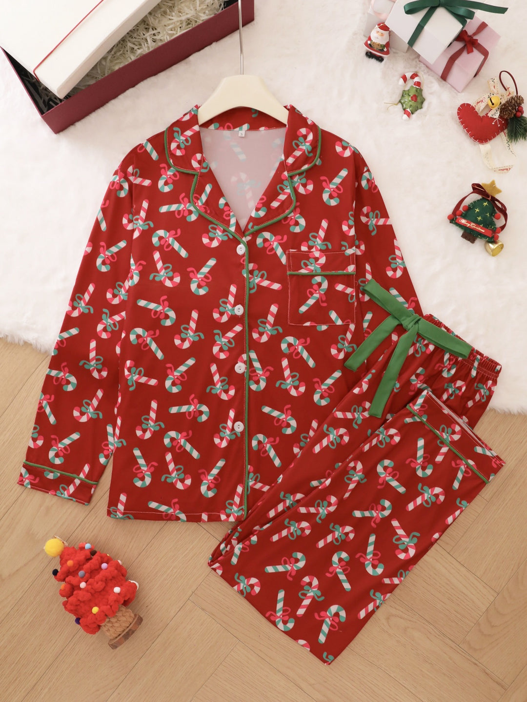 Candy Cane Holiday Long Sleeve Pajama Set