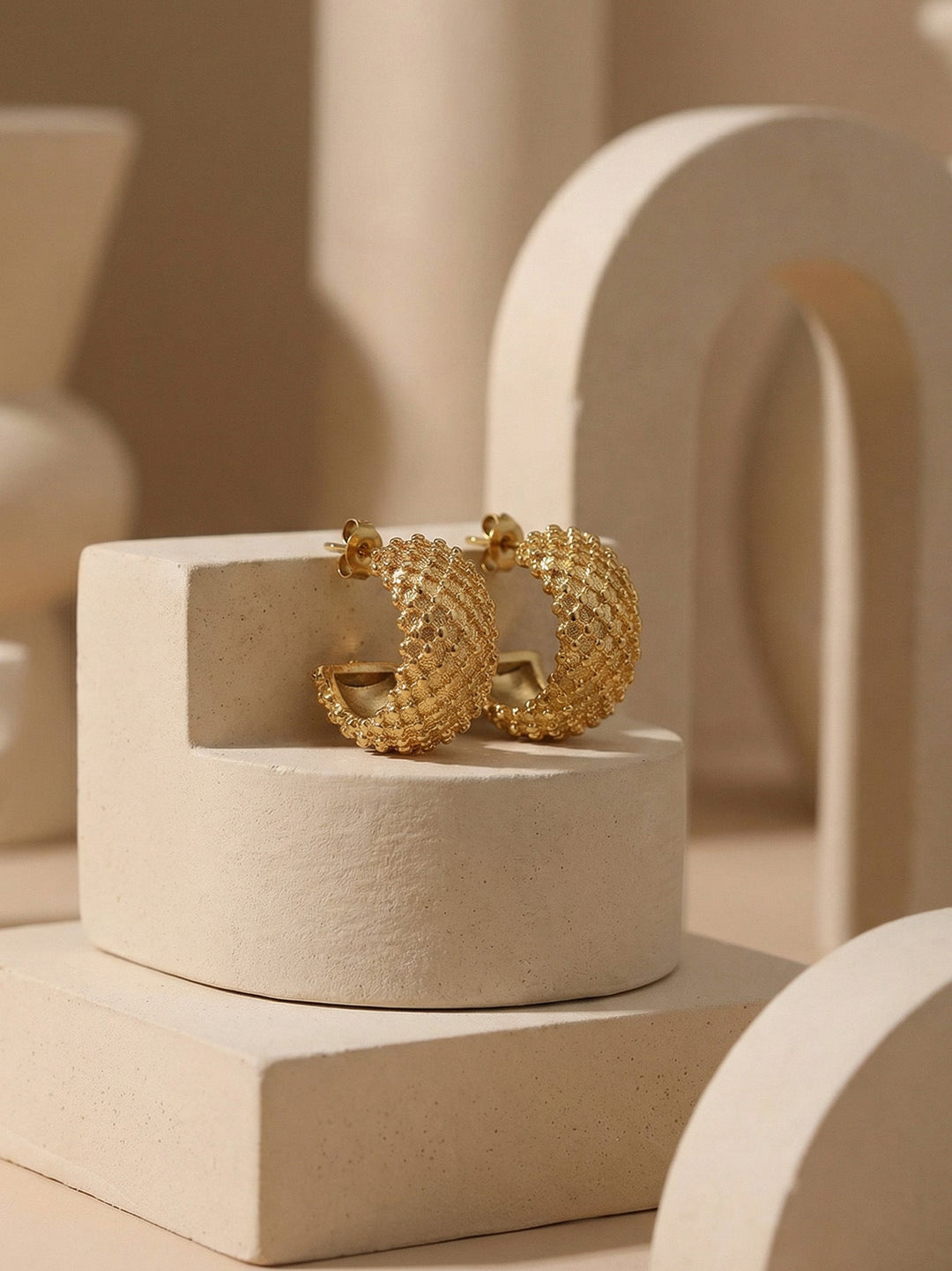 Textured Dome Hoop Earrings