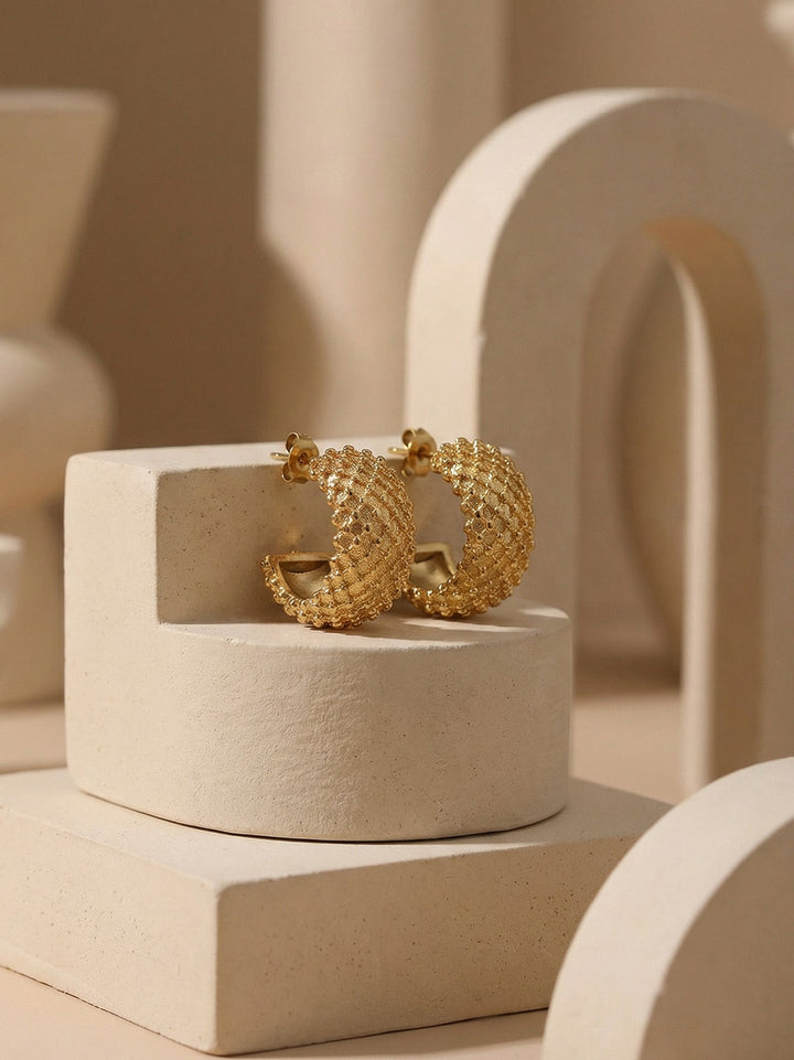 Textured Dome Hoop Earrings