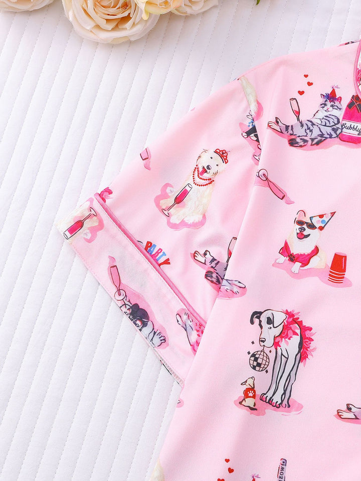 Party Animal Pattern Pajama Set