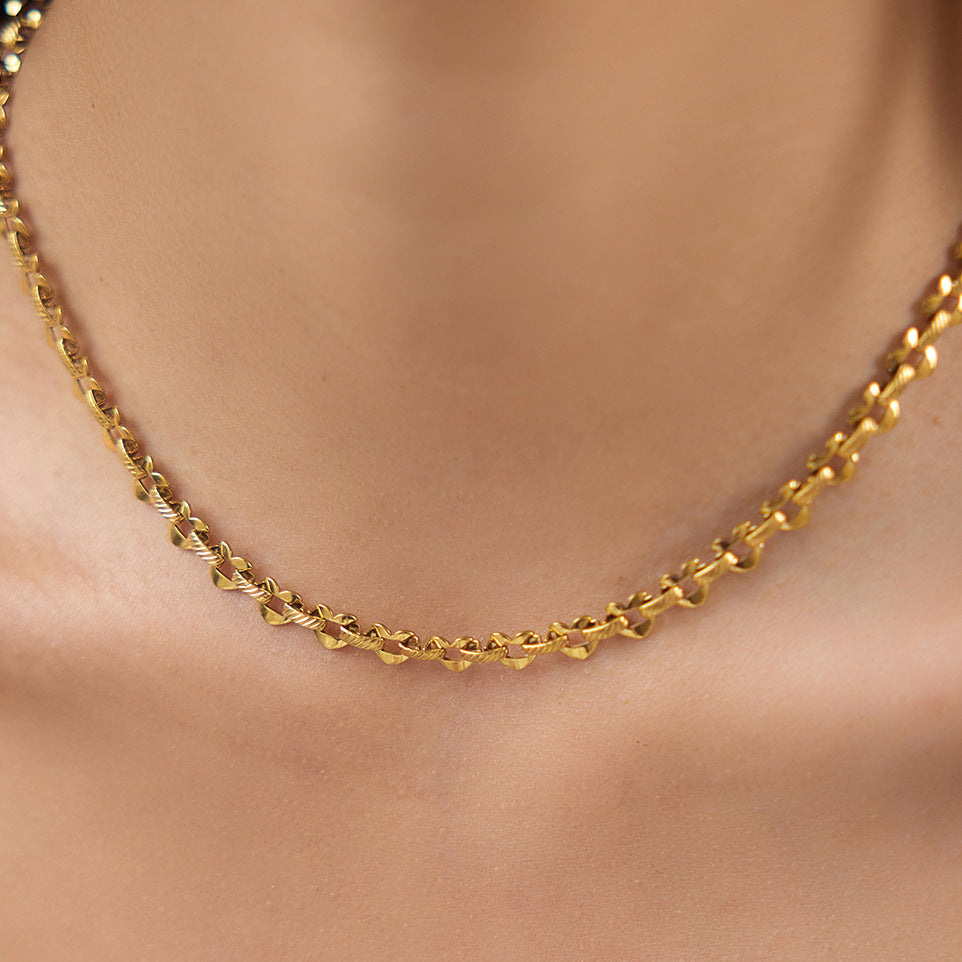 Gold Heart Link Chain Necklace