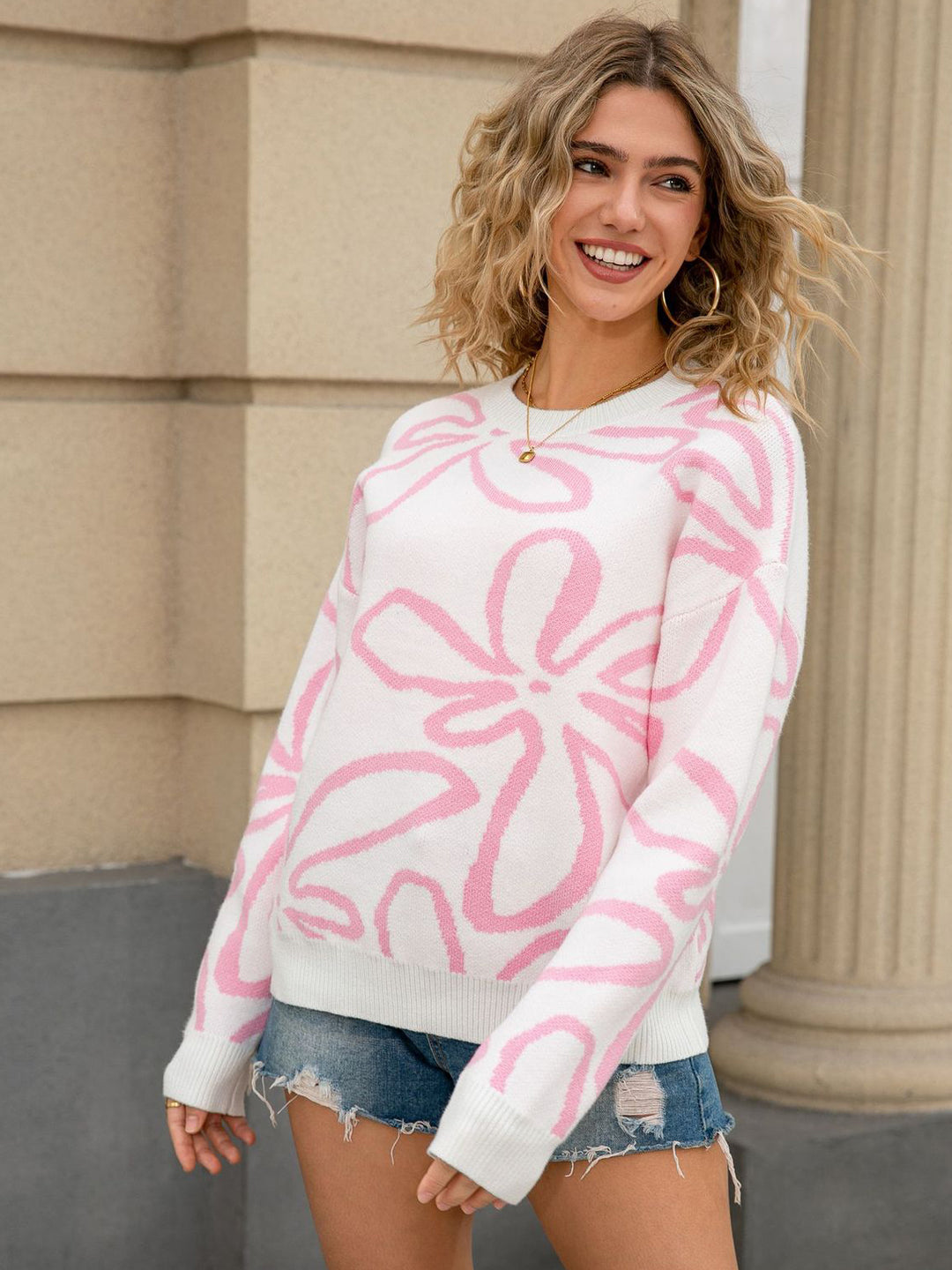 Abstract Flower Sweater