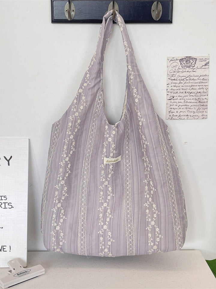 Embroidered Lace Shoulder Tote Bag