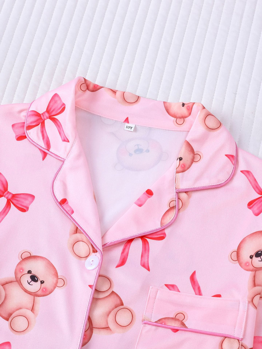 Teddy Bow Kids Long Sleeve Pajama Set