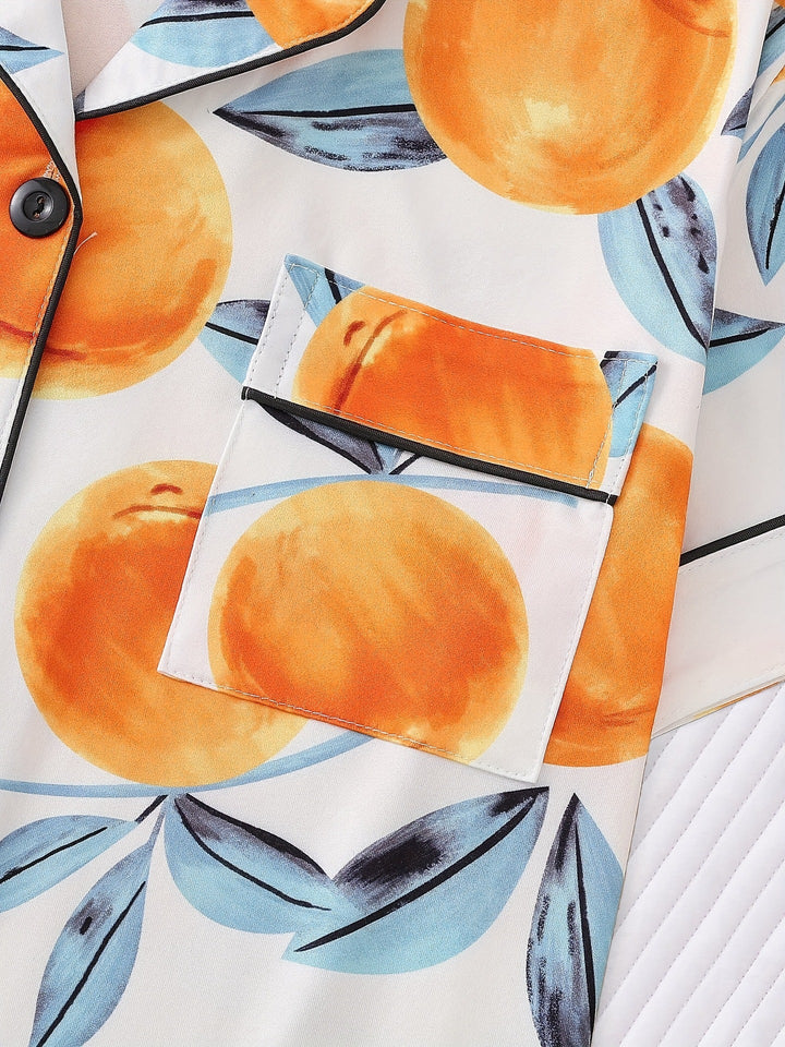 Peach Print Pajama Set