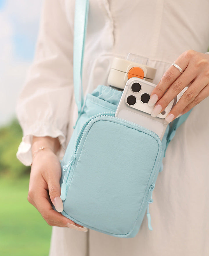 Compact Bottle Carrier Crossbody Bag with Pocket