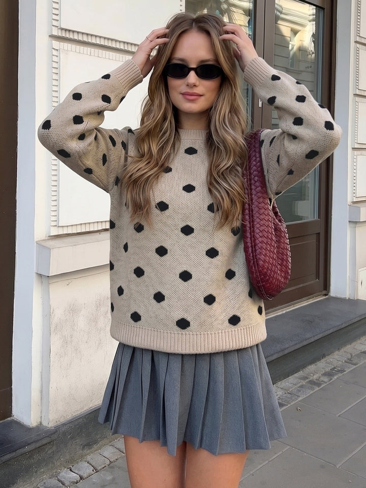 Classic Polka Dot Knit Sweater