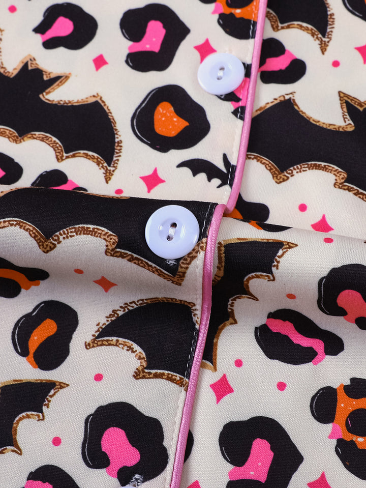 Spooky Leopard Bat Short Pajama Set