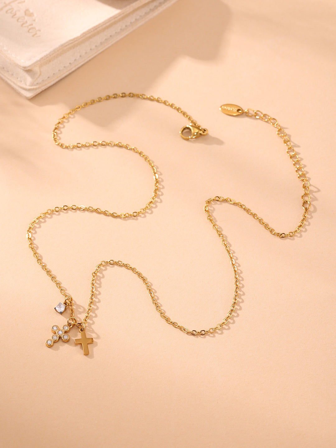 Double Cross Charm Necklace