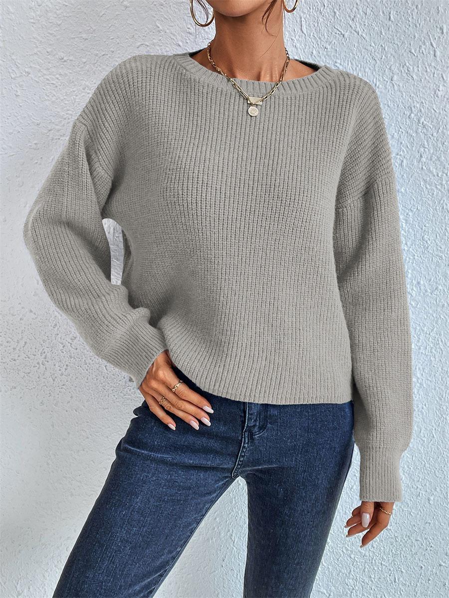Solid Color Knit Sweater