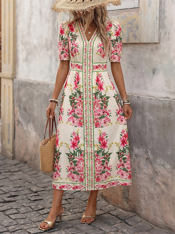 Blush Garden Floral Midi Dress