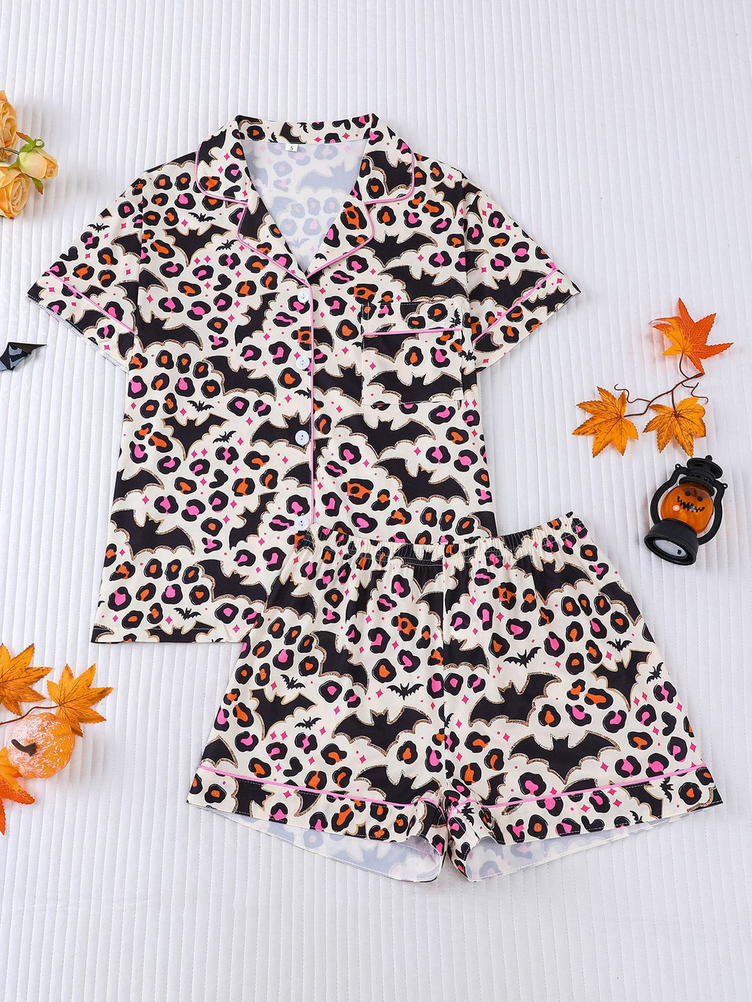 Spooky Leopard Bat Short Pajama Set